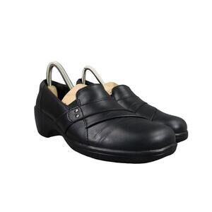 Clarks Shoes Womens 7 Clog Slip On Fashion Comfort Leather Career Walking Black